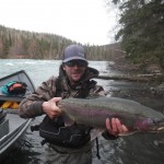 Trout angler guide and a large rainbow trout!